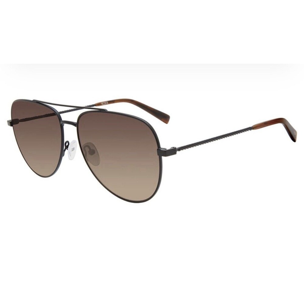 Tumi Sunglasses STU008 0531 Men's Black Brown Gradient Lenses Pilot Aviator New